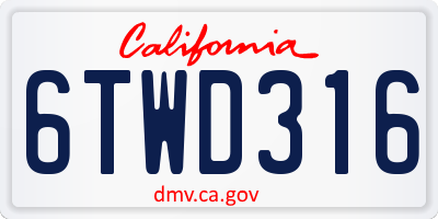 CA license plate 6TWD316