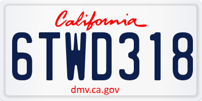 CA license plate 6TWD318
