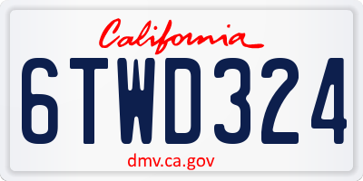 CA license plate 6TWD324
