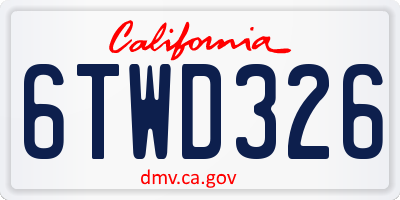 CA license plate 6TWD326
