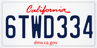 CA license plate 6TWD334