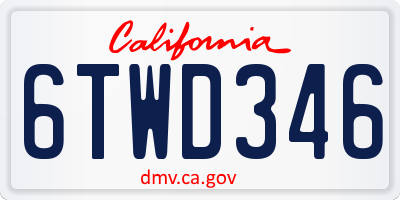 CA license plate 6TWD346