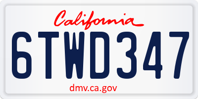CA license plate 6TWD347