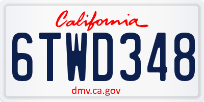 CA license plate 6TWD348