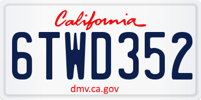 CA license plate 6TWD352
