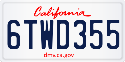 CA license plate 6TWD355