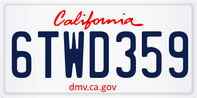 CA license plate 6TWD359