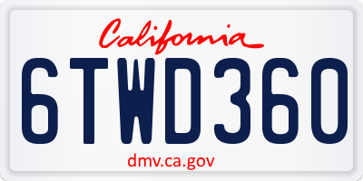 CA license plate 6TWD360