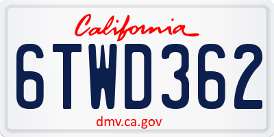 CA license plate 6TWD362