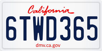 CA license plate 6TWD365