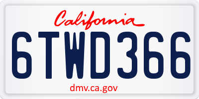 CA license plate 6TWD366