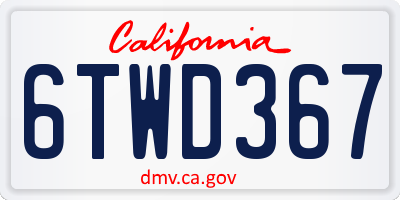 CA license plate 6TWD367