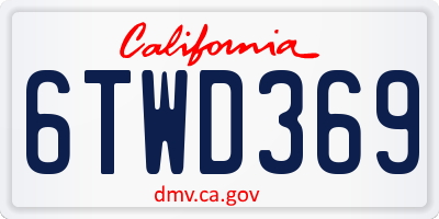CA license plate 6TWD369