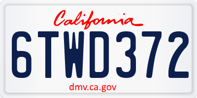 CA license plate 6TWD372