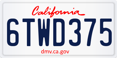 CA license plate 6TWD375