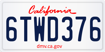 CA license plate 6TWD376