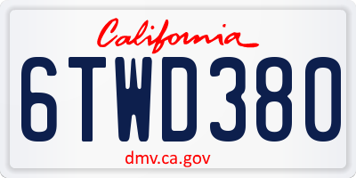 CA license plate 6TWD380