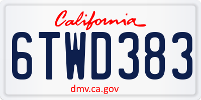CA license plate 6TWD383