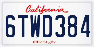 CA license plate 6TWD384