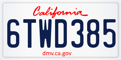 CA license plate 6TWD385