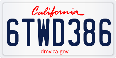 CA license plate 6TWD386