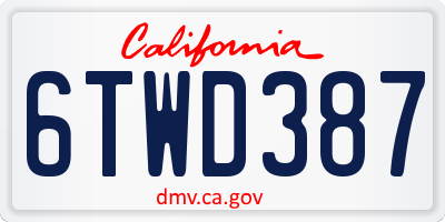 CA license plate 6TWD387