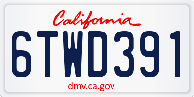 CA license plate 6TWD391