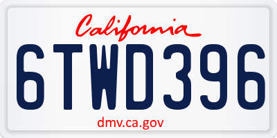 CA license plate 6TWD396