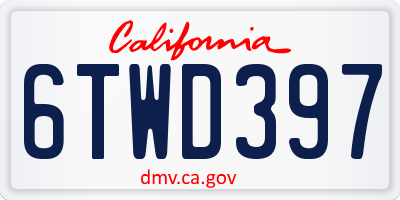 CA license plate 6TWD397