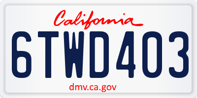 CA license plate 6TWD403