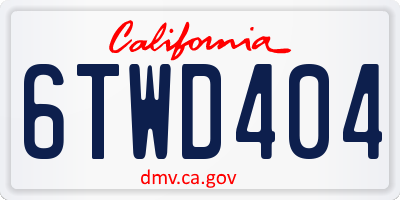 CA license plate 6TWD404