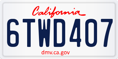 CA license plate 6TWD407
