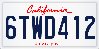 CA license plate 6TWD412