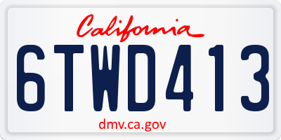 CA license plate 6TWD413