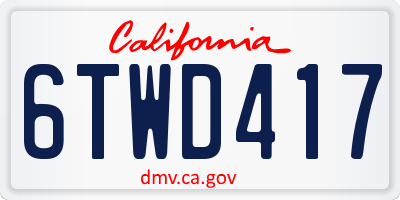 CA license plate 6TWD417