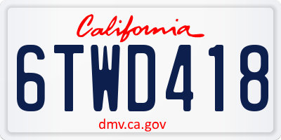 CA license plate 6TWD418