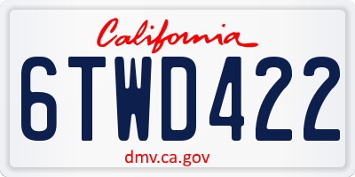 CA license plate 6TWD422