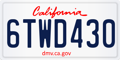 CA license plate 6TWD430