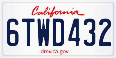 CA license plate 6TWD432