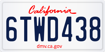 CA license plate 6TWD438