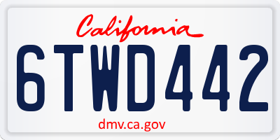 CA license plate 6TWD442