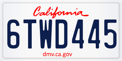 CA license plate 6TWD445