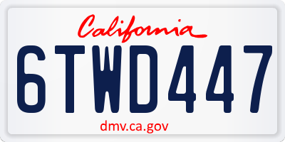 CA license plate 6TWD447