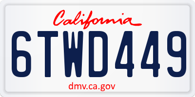 CA license plate 6TWD449