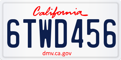CA license plate 6TWD456