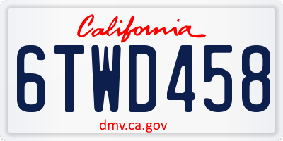 CA license plate 6TWD458