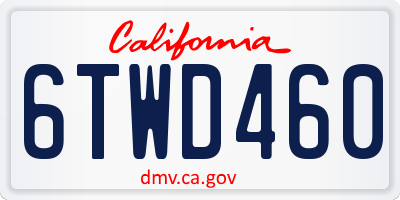 CA license plate 6TWD460