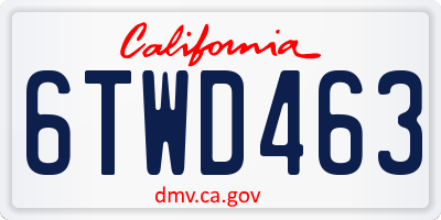 CA license plate 6TWD463