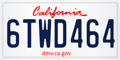 CA license plate 6TWD464
