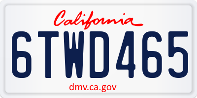 CA license plate 6TWD465